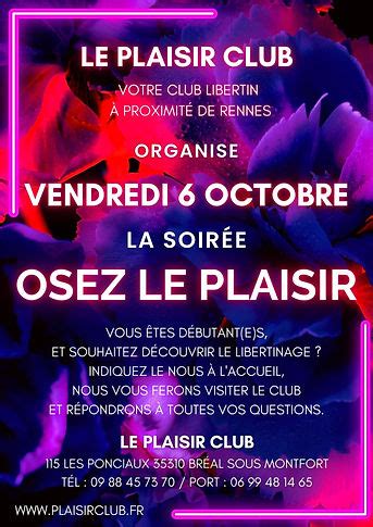 Le Plaisir Club, votre club libertin à proximité de Rennes (Bretagne)